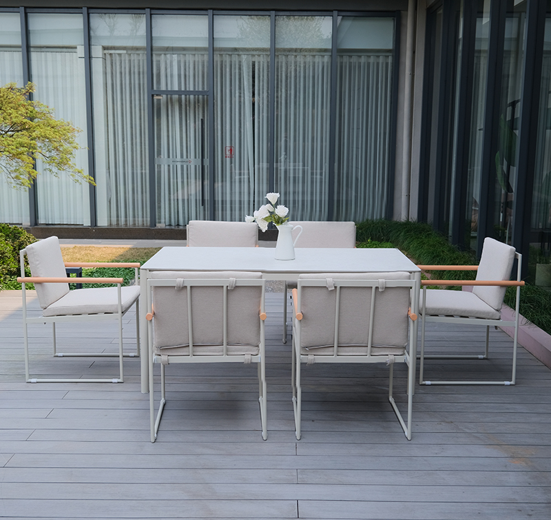 Durable 7-Piece All-Weather Outdoor Dining Set with Poly Stone Top