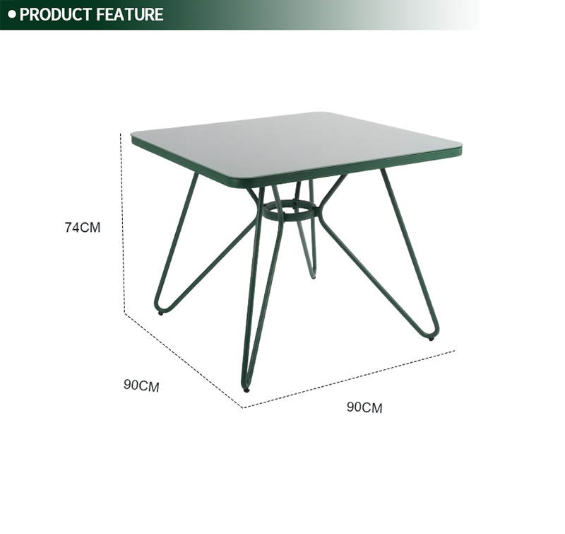 5-Piece Square Tempered Glass Outdoor Dining Set SF6416 with Sturdy Steel Frame and Sling Chairs