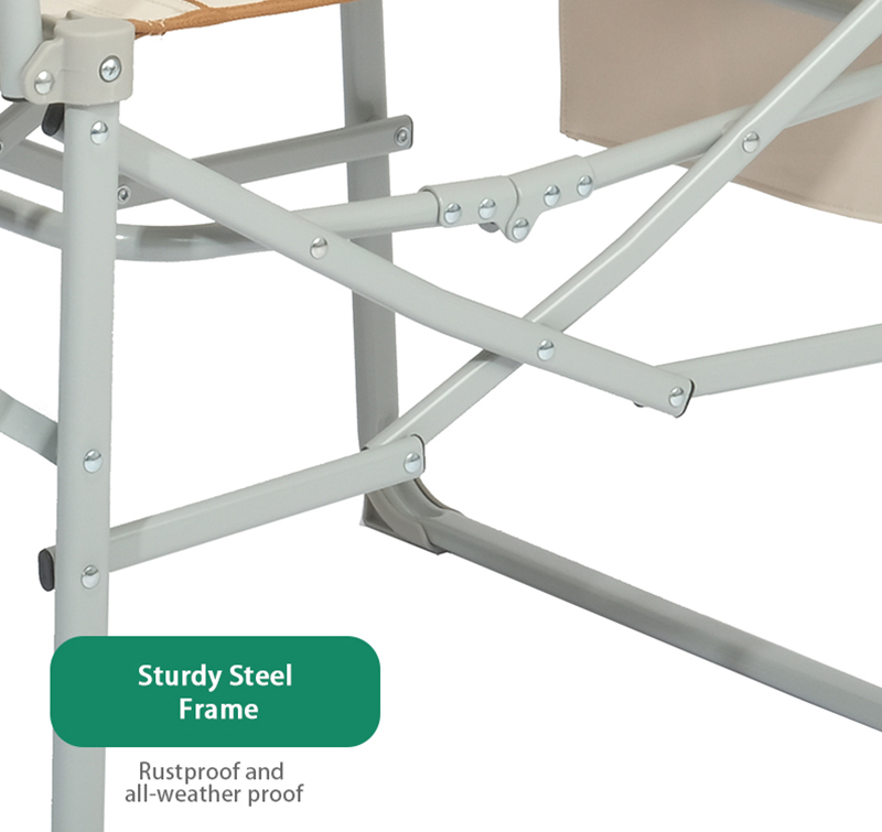 Director Folding Chair with Side Table, Steel Frame, Waterproof Fabric,300LBS Load Capacity