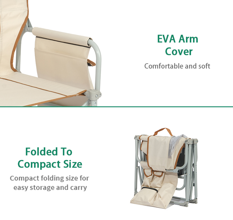 Director Folding Chair with Side Table, Steel Frame, Waterproof Fabric,300LBS Load Capacity