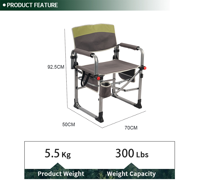 Compact Director Chair with Cup Holder and Storage Accessible for people with disabilities