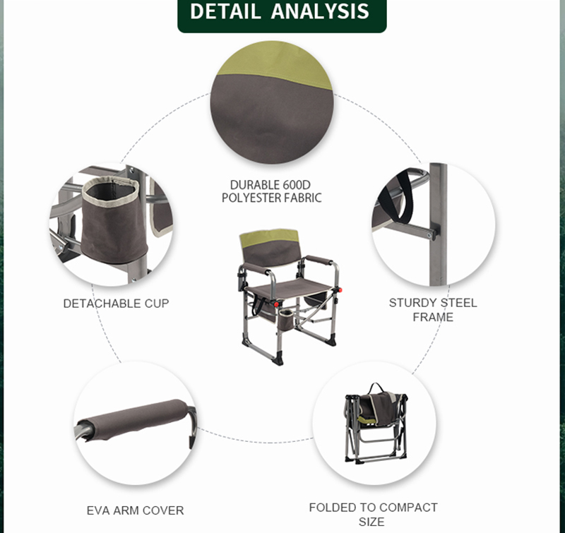 Compact Director Chair with Cup Holder and Storage Accessible for people with disabilities