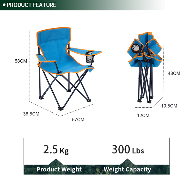 Compact Kids Folding Camping Chair with Side Table – Safety Lock Design, Lightweight for Easy Carry, 125 lbs Capacity, Ideal for Kids & Compact Car Storage