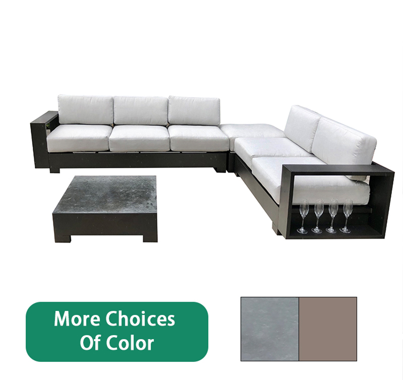 Memphis 4 Piece Aluminum Sectional Corner Sofa Set with Cushions AF2103