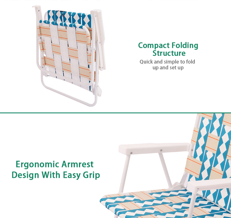 Model Foldable Portable PP Bandage or Nylon Webbing Lawn Beach Chairs for Park Concert