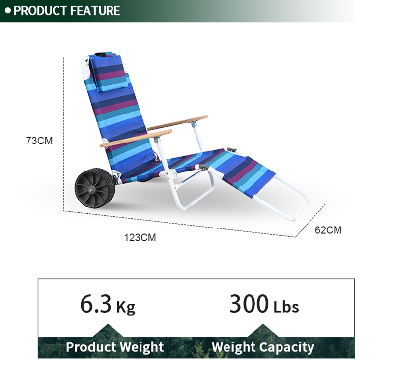 Outdoor Foldable Backpack Portable Modern Leisure Folding Oxford Portable Beach Chair Trolley