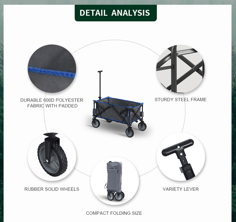 Outdoor Garden Park Utility Portable Beach Trolley Cart Camping Foldable Folding Wagon