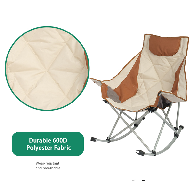 Oversized Wide Padded Rocking Camping Chair with Sturdy Steel Frame