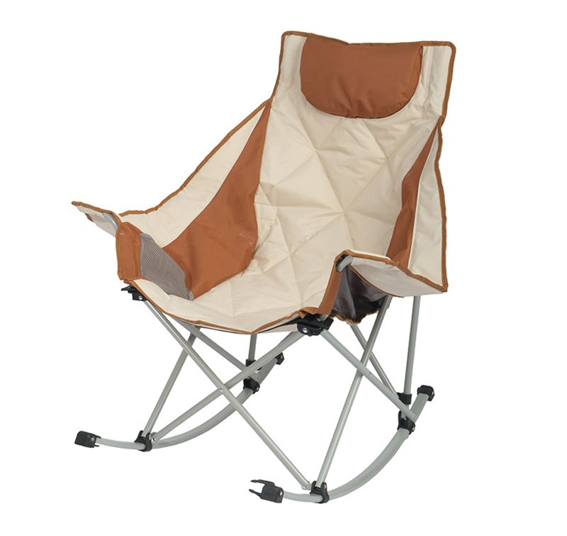 Oversized Wide Padded Rocking Camping Chair with Sturdy Steel Frame