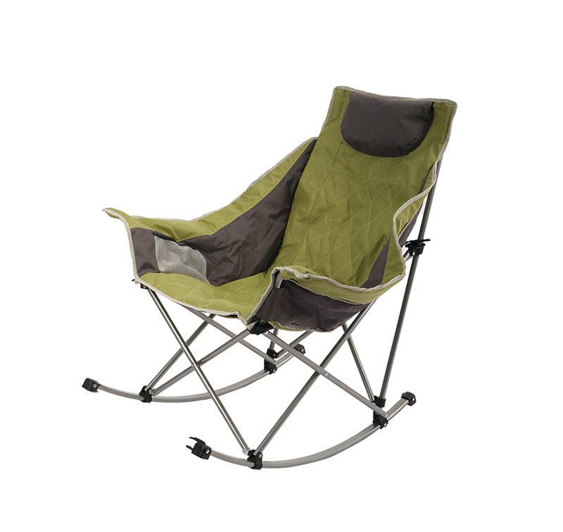 Oversized Wide Padded Rocking Camping Chair with Sturdy Steel Frame
