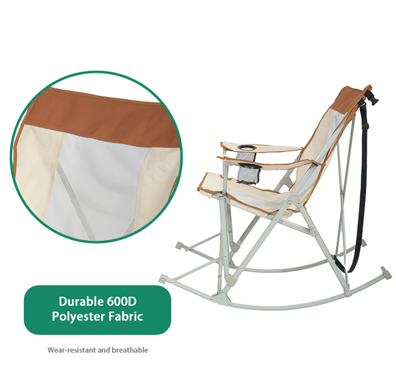 Oversized Mesh Rocking Camping Chair with Armrests, 300LBS Load Capacity