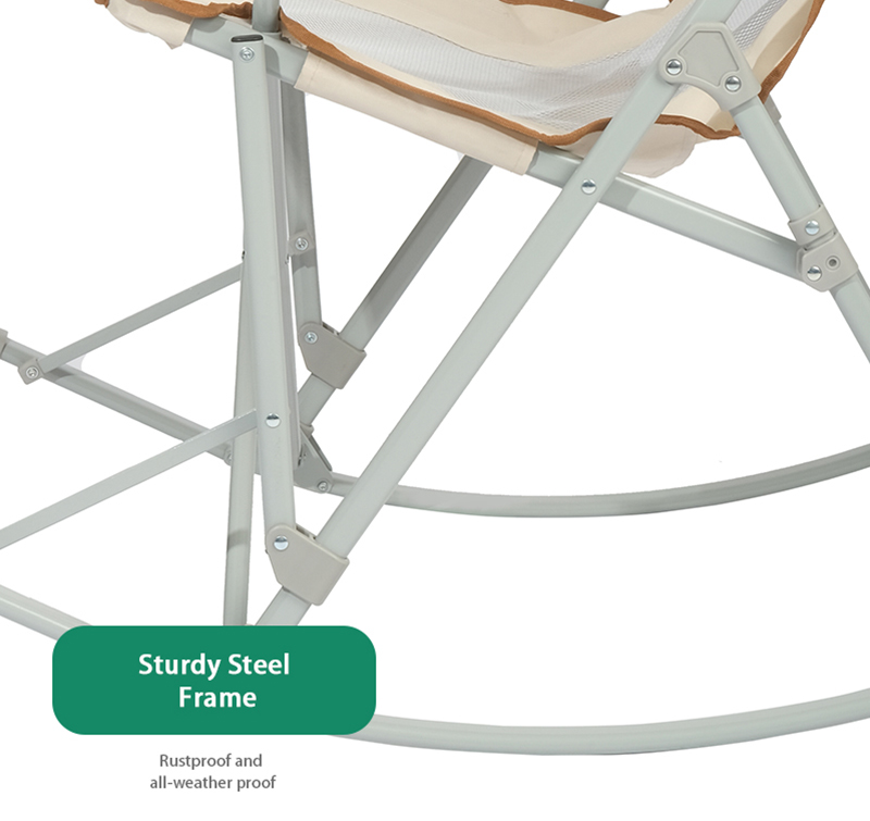 Oversized Mesh Rocking Camping Chair with Armrests, 300LBS Load Capacity