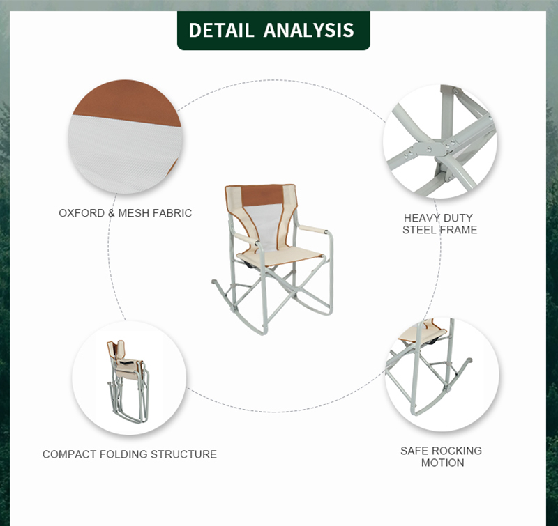 Compact Foldable Rocking Camping Chair with Hard Armrests