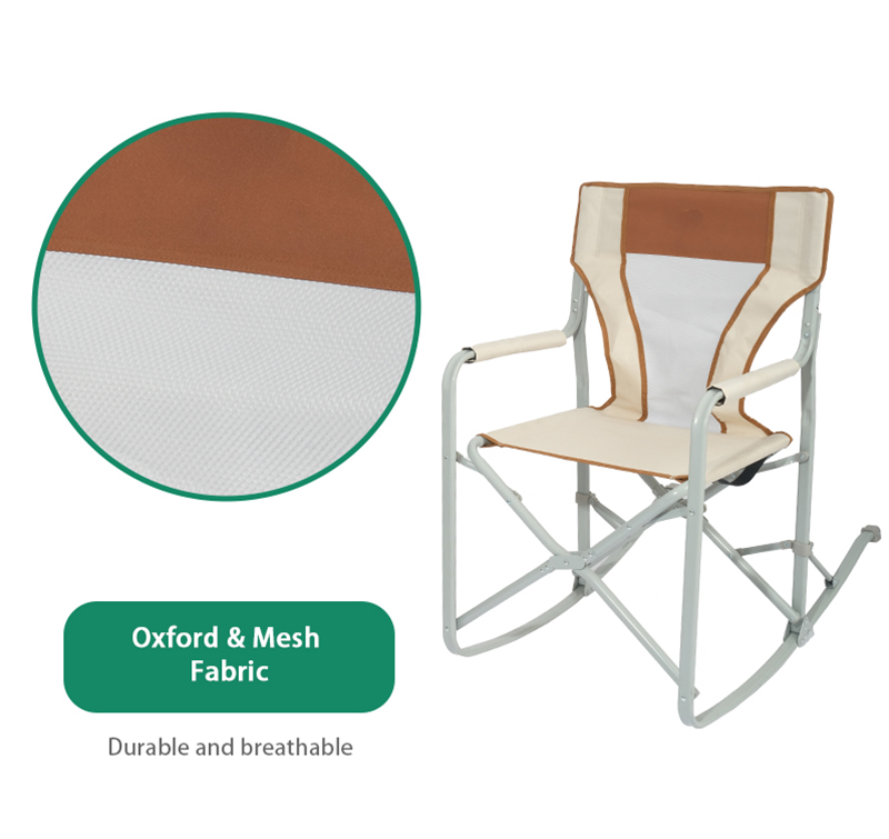 Compact Foldable Rocking Camping Chair with Hard Armrests