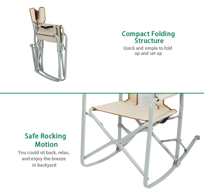 Compact Foldable Rocking Camping Chair with Hard Armrests