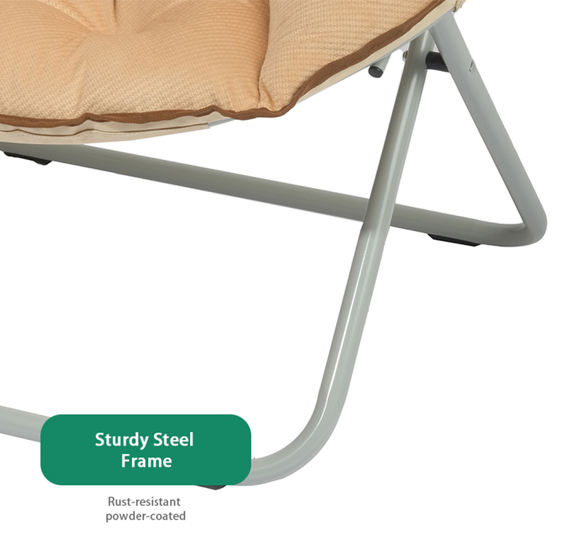 Comfortable Saucer Chair with Velvet Cover and Foldable Design