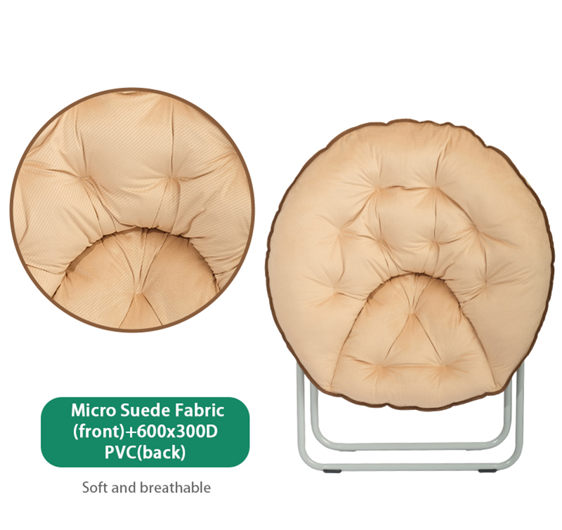 Comfortable Saucer Chair with Velvet Cover and Foldable Design