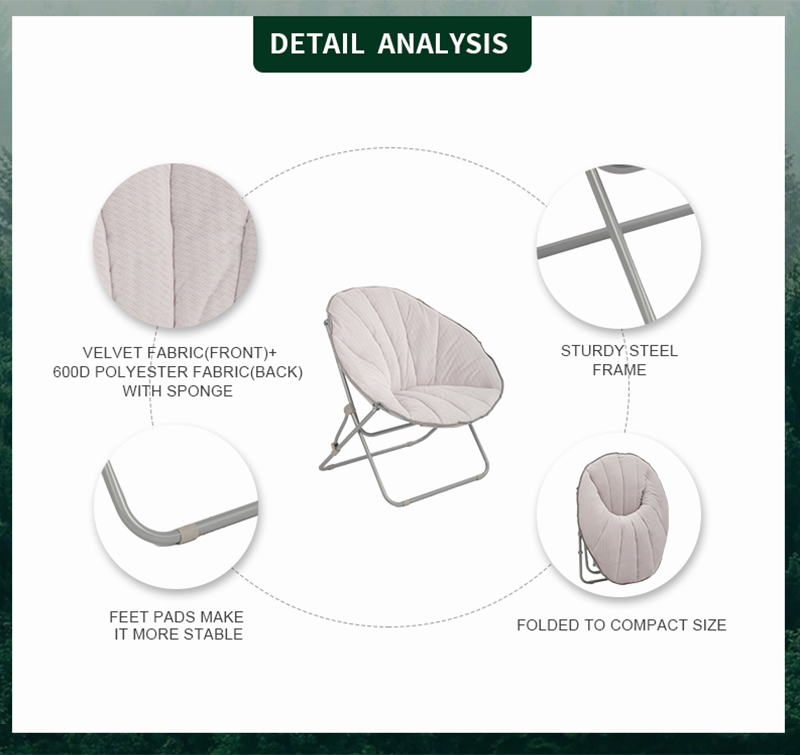 Foldable Water Drop Shape Saucer Chair with Velvet Cover