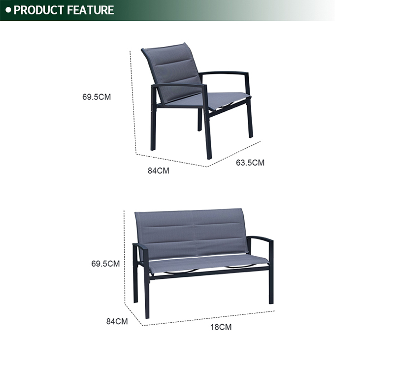 Durable 4-Piece Outdoor Loveseat Set with All-Weather Poly Stone Table and Sling Fabric