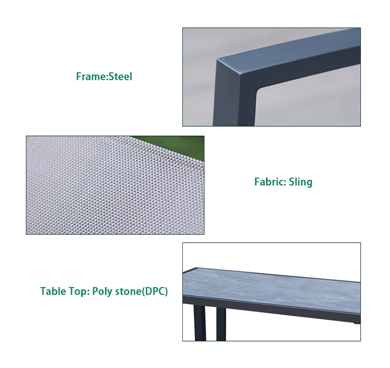 Durable 4-Piece Outdoor Loveseat Set with All-Weather Poly Stone Table and Sling Fabric