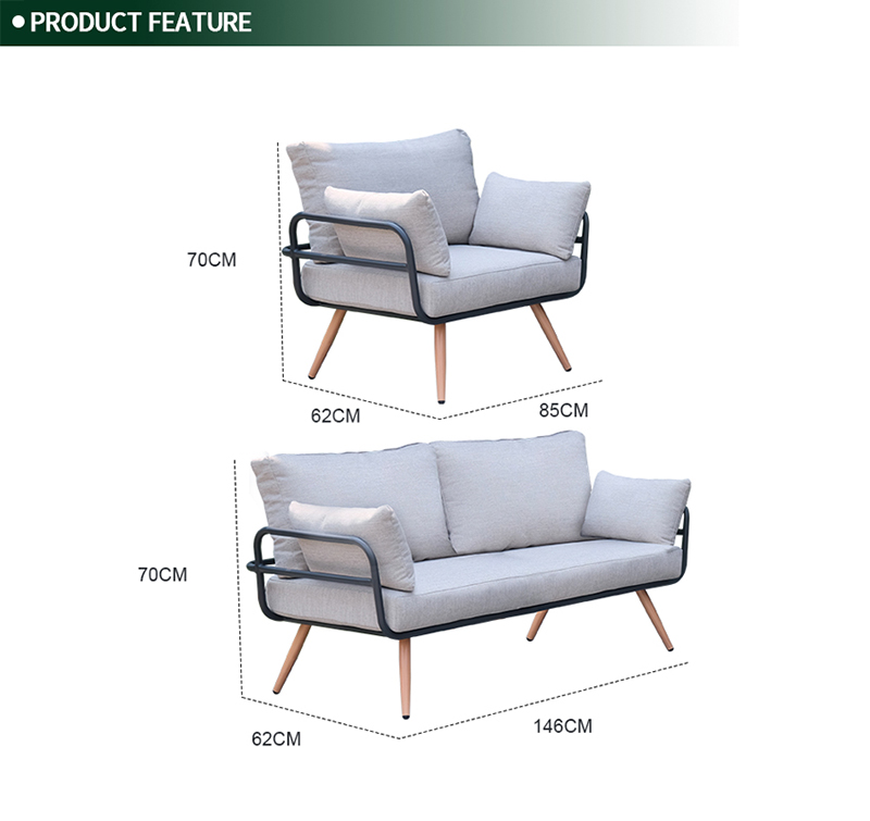5-Piece Outdoor Sofa Set with Durable Aluminum Frame, Olefin Fabric Cushions & Polywood Table Top