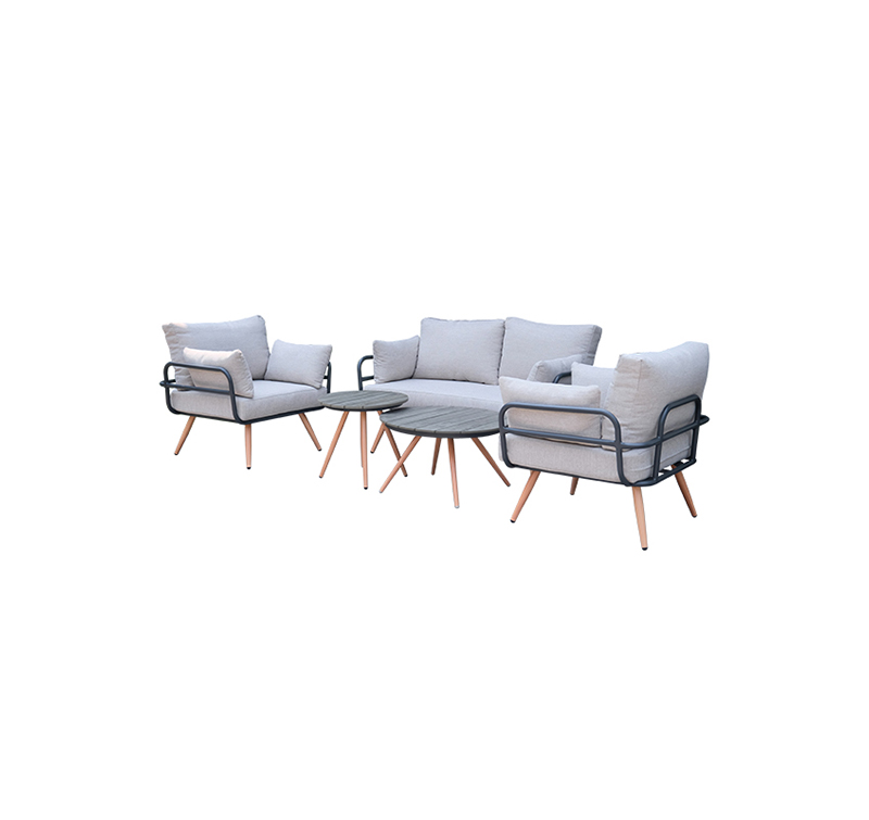 5-Piece Outdoor Sofa Set with Durable Aluminum Frame, Olefin Fabric Cushions & Polywood Table Top