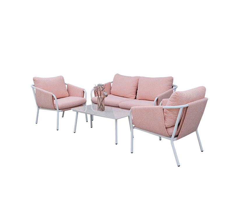 4-Piece Outdoor Conversation Set with Aluminum Frame & Eco-Friendly Recycled Fabric