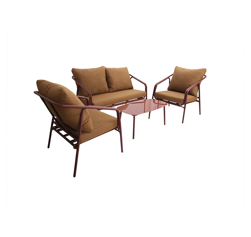 Complete 4-Piece Patio Set AF2511 with Loveseat, Tempered Glass Table & Polypropylene Fabric
