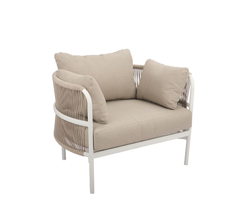 Contemporary Aluminum Frame Single Sofa AF4213 with Olefin Fabric for Patio Lounge