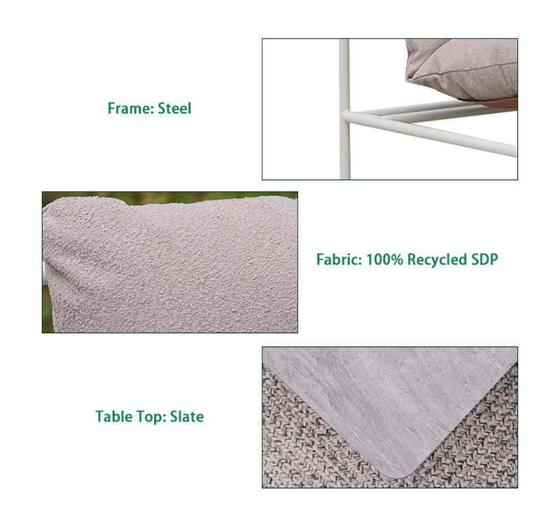 4-Piece Patio Sofa Set Featuring a Natural Slate Table Top and Durable Steel Frame