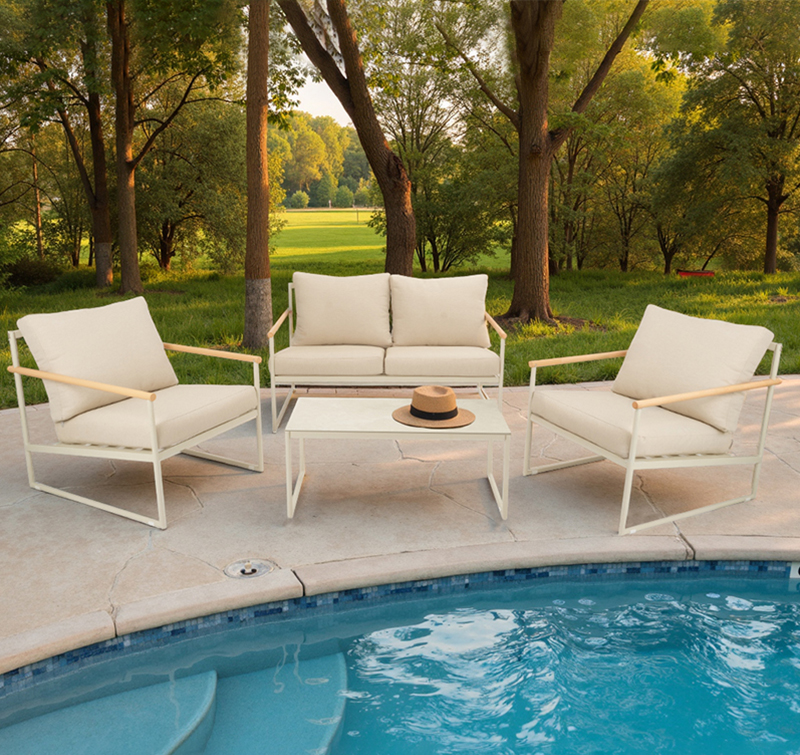 Durable 4-Piece All-Weather Outdoor Sofa Set with Steel Frame