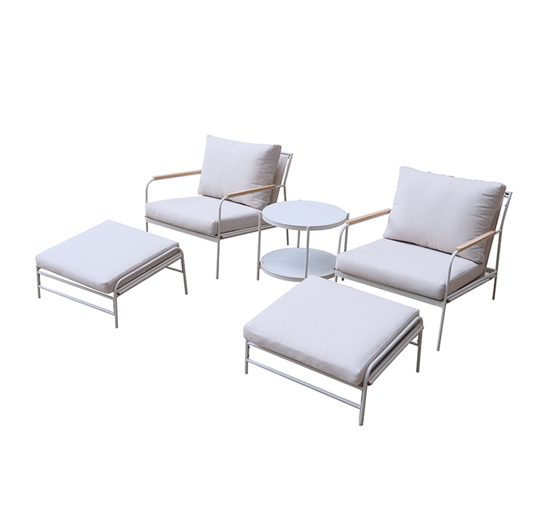 Luxury 5-Piece Patio Sofa Set with Olefin Fabric, Steel Frame & Coffee Table