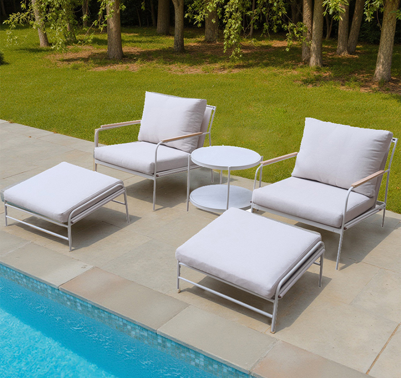 Luxury 5-Piece Patio Sofa Set with Olefin Fabric, Steel Frame & Coffee Table