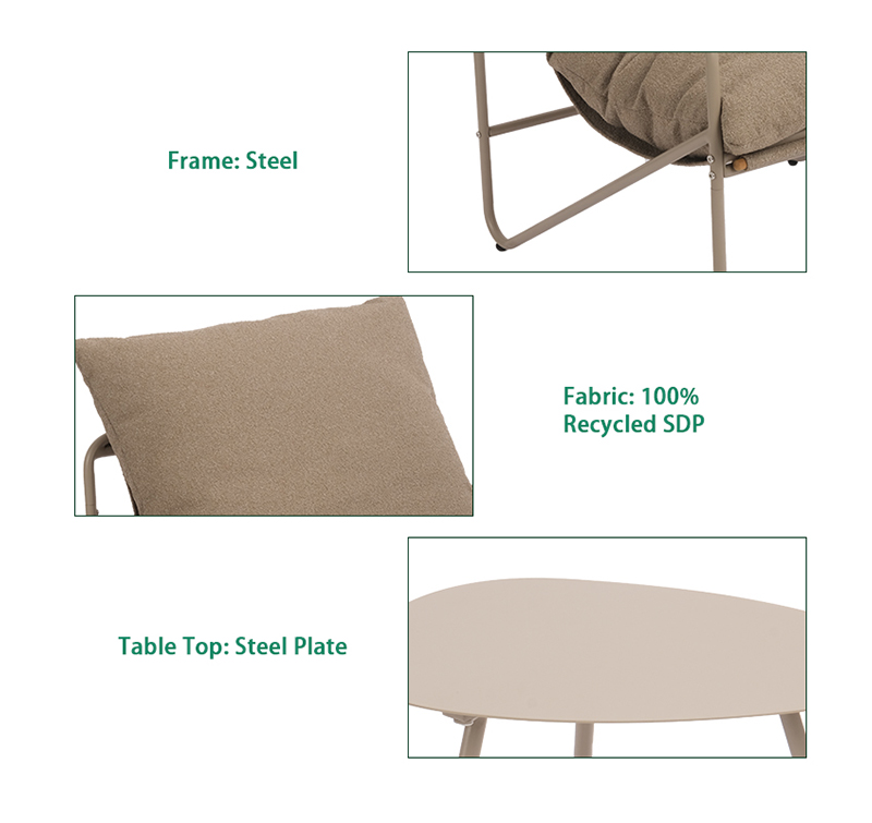 5-Piece Modular Seating Group with Recycled SDP Fabric and Sturdy Steel Plate Table Tops