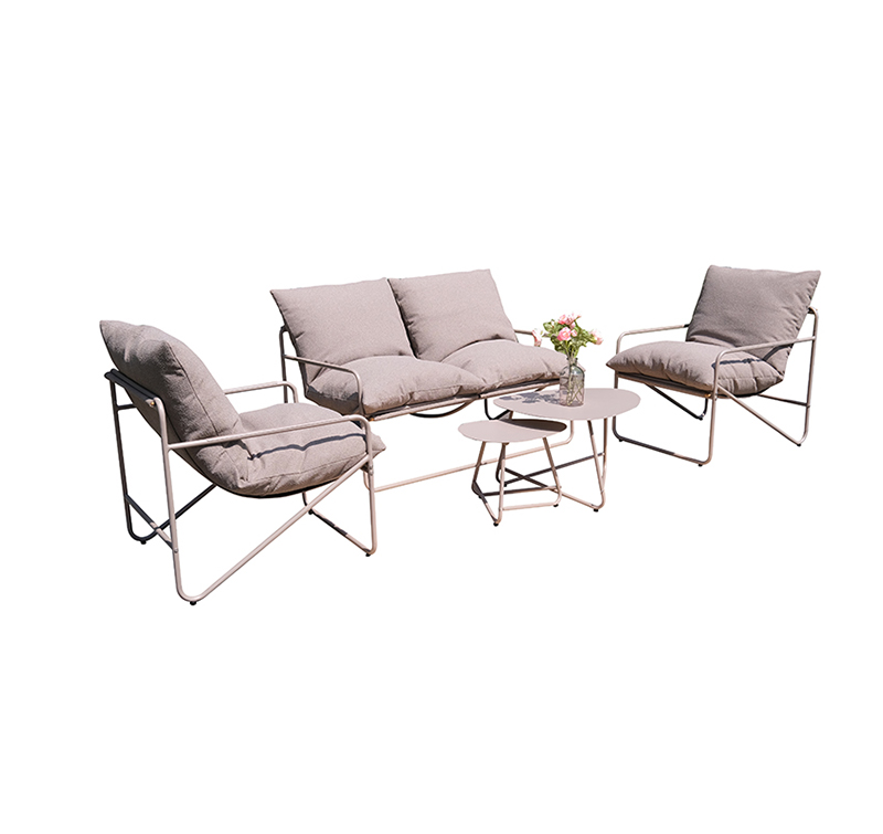 5-Piece Modular Seating Group with Recycled SDP Fabric and Sturdy Steel Plate Table Tops