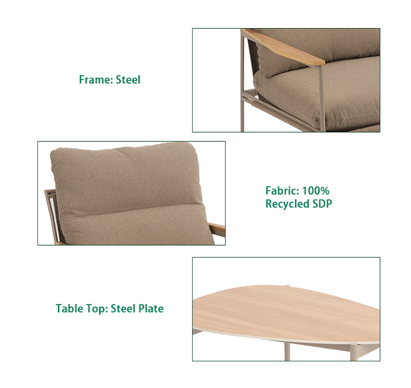 5-Piece Outdoor Living Set Featuring Eco-Friendly Recycled Fabric and a Natural Slate Table Top