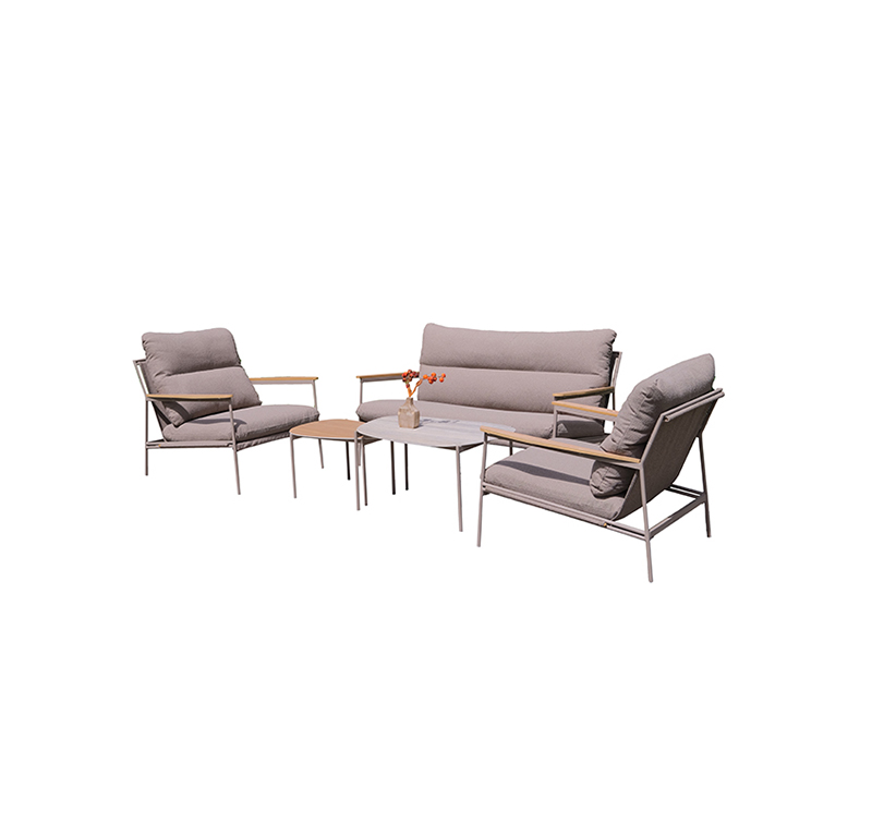 5-Piece Outdoor Living Set Featuring Eco-Friendly Recycled Fabric and a Natural Slate Table Top