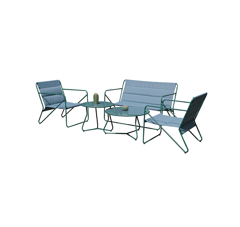 Modular 5-Piece Outdoor Sofa Set SF6415 with Loveseat, Armchairs & Dual-Top Tempered Glass Tables
