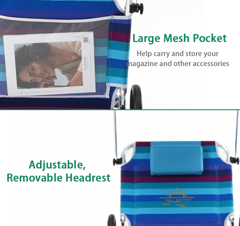 Teslin Foldable Beach Bed Trolley with Sun Shade