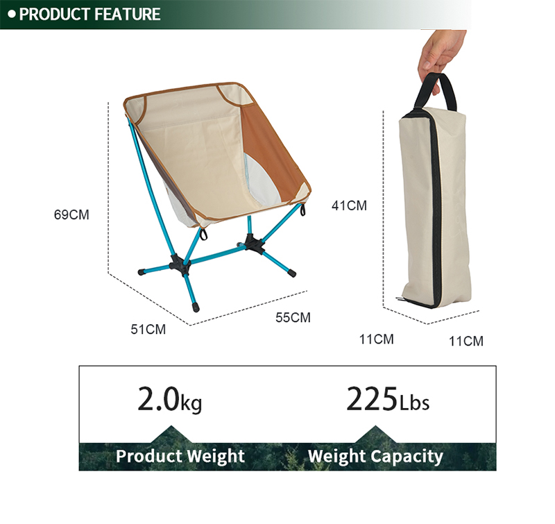 Ultralight Folding Camping Chair with Breathable Mesh & Powder-Coated Steel Frame