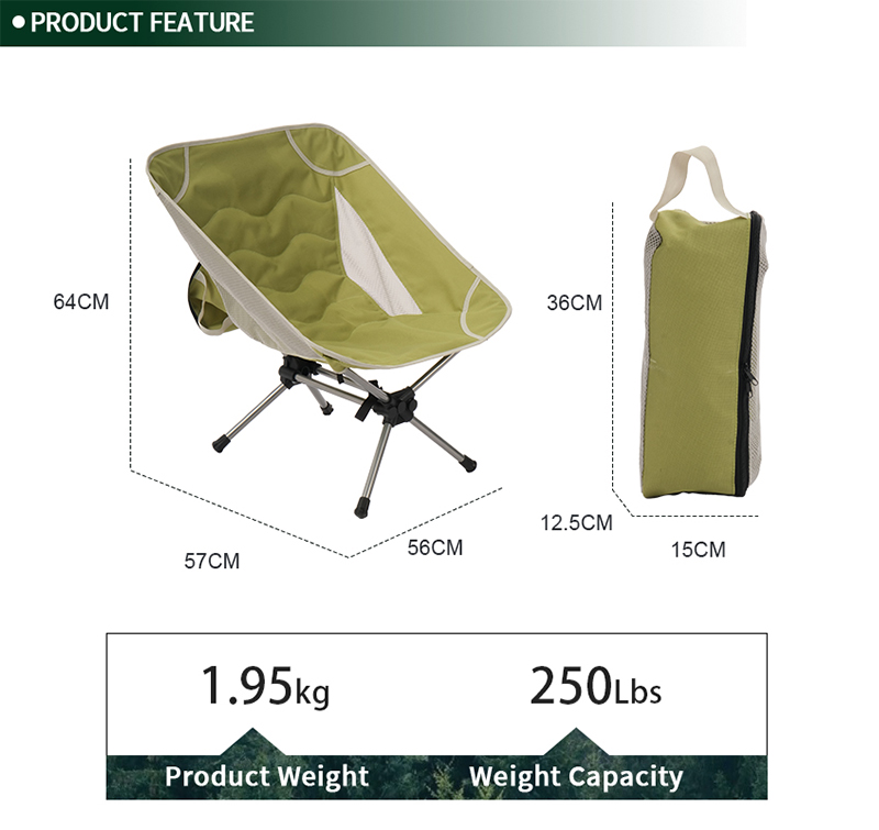 Comfortable Padded Folding Camping Chair Ultralight Chair with Mesh Back Support