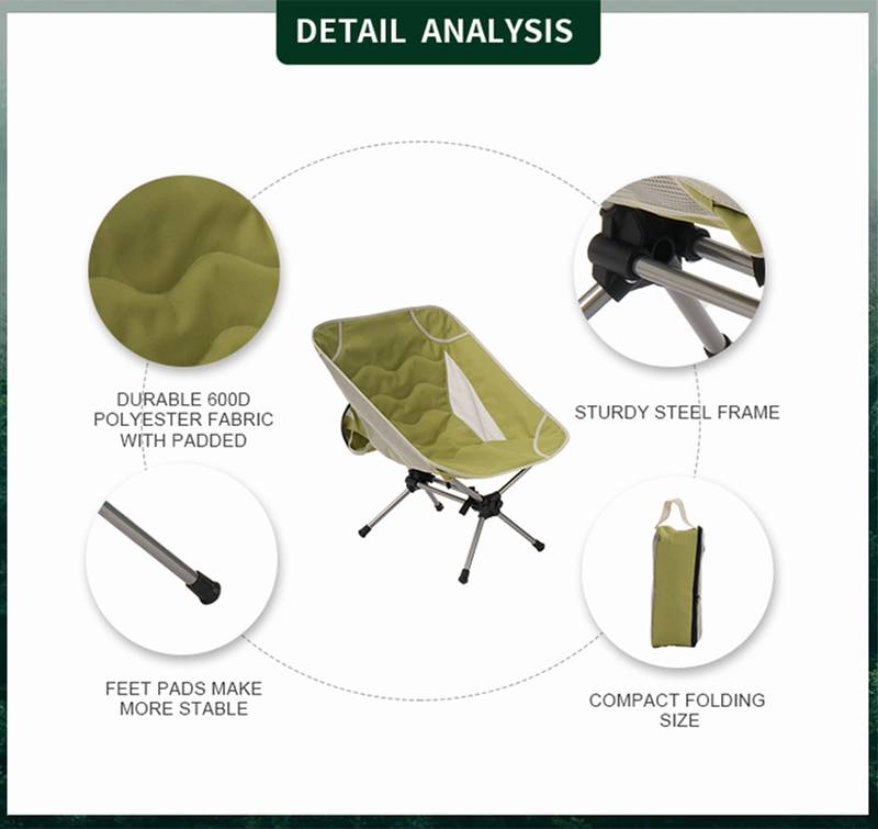 Comfortable Padded Folding Camping Chair Ultralight Chair with Mesh Back Support