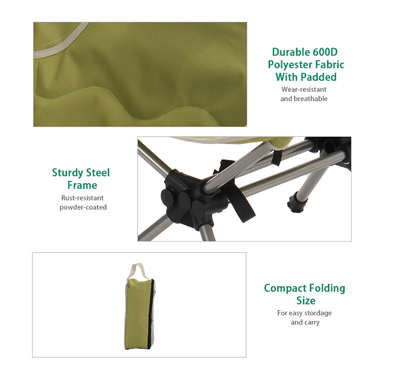 Comfortable Padded Folding Camping Chair Ultralight Chair with Mesh Back Support