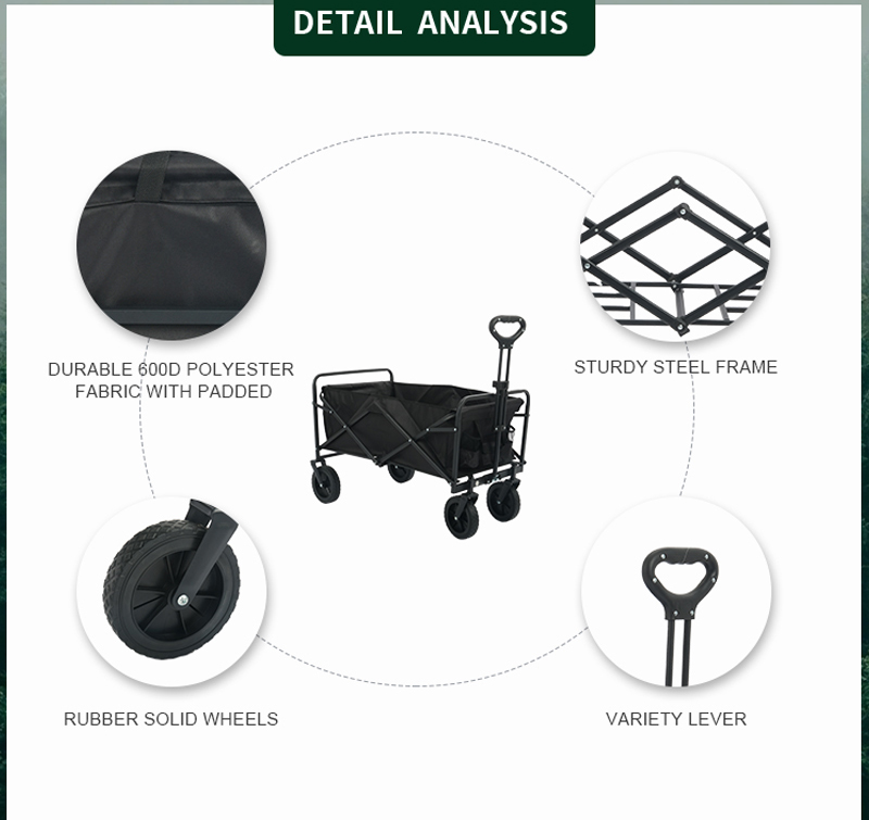 Midsize Foldable Utility Wagon with Removable Fabric, 100kg Load