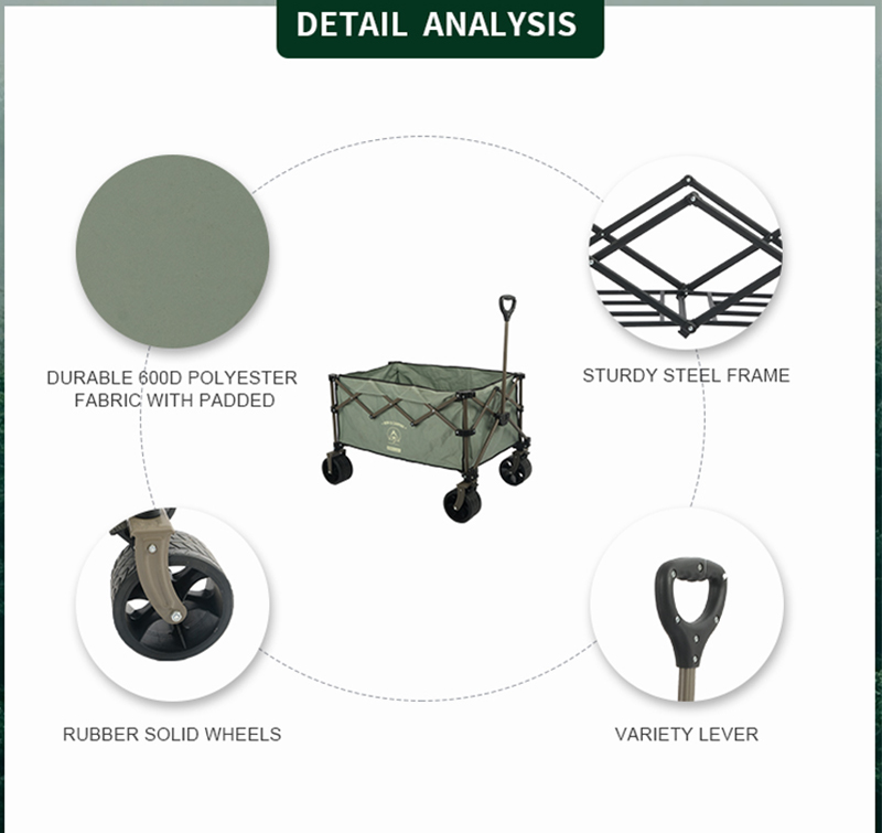 Heavy-Duty Folding Wagon with Bearing Wheels & 146L Volume