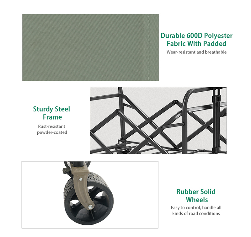 Heavy-Duty Folding Wagon with Bearing Wheels & 146L Volume