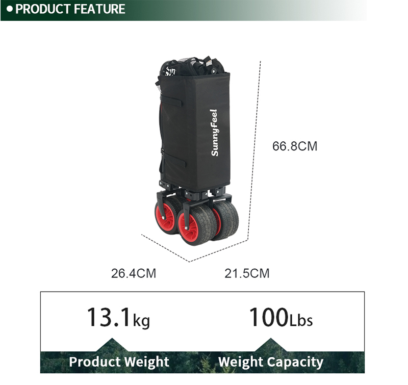 Foldable Wagon with Height-Adjustable Mesh & Side Pockets