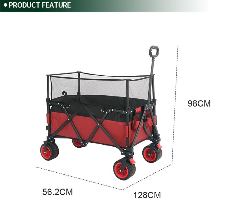 Foldable Wagon with Height-Adjustable Mesh & Side Pockets