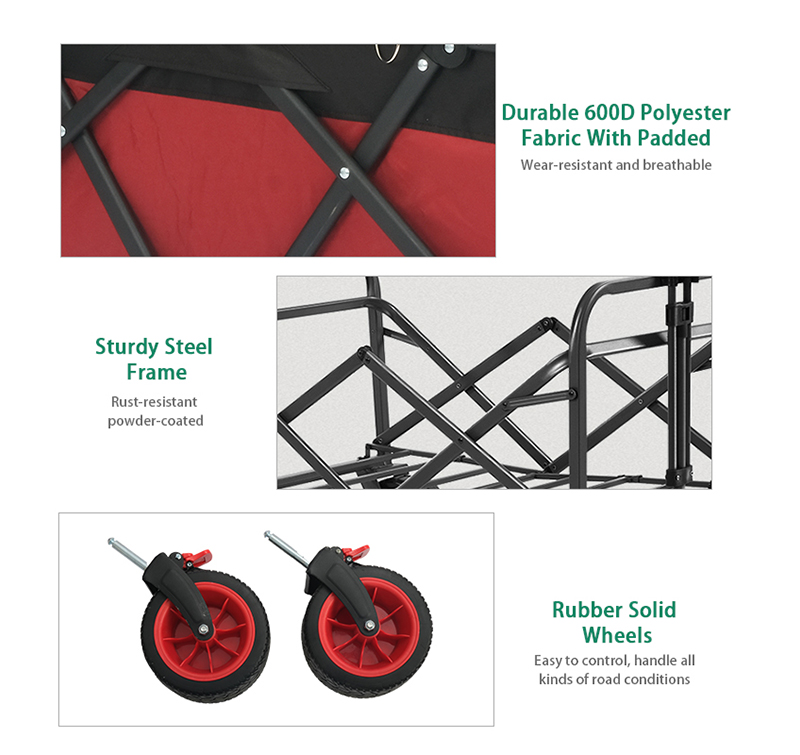 Foldable Wagon with Height-Adjustable Mesh & Side Pockets