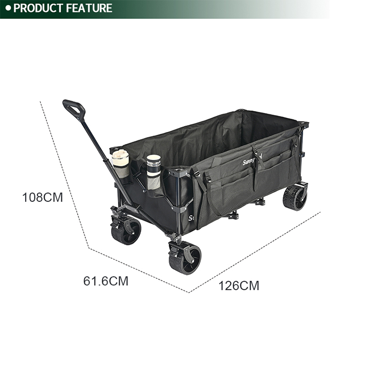 Extra-Long Golf & Fishing Wagon, 180kg High Capacity Hauler